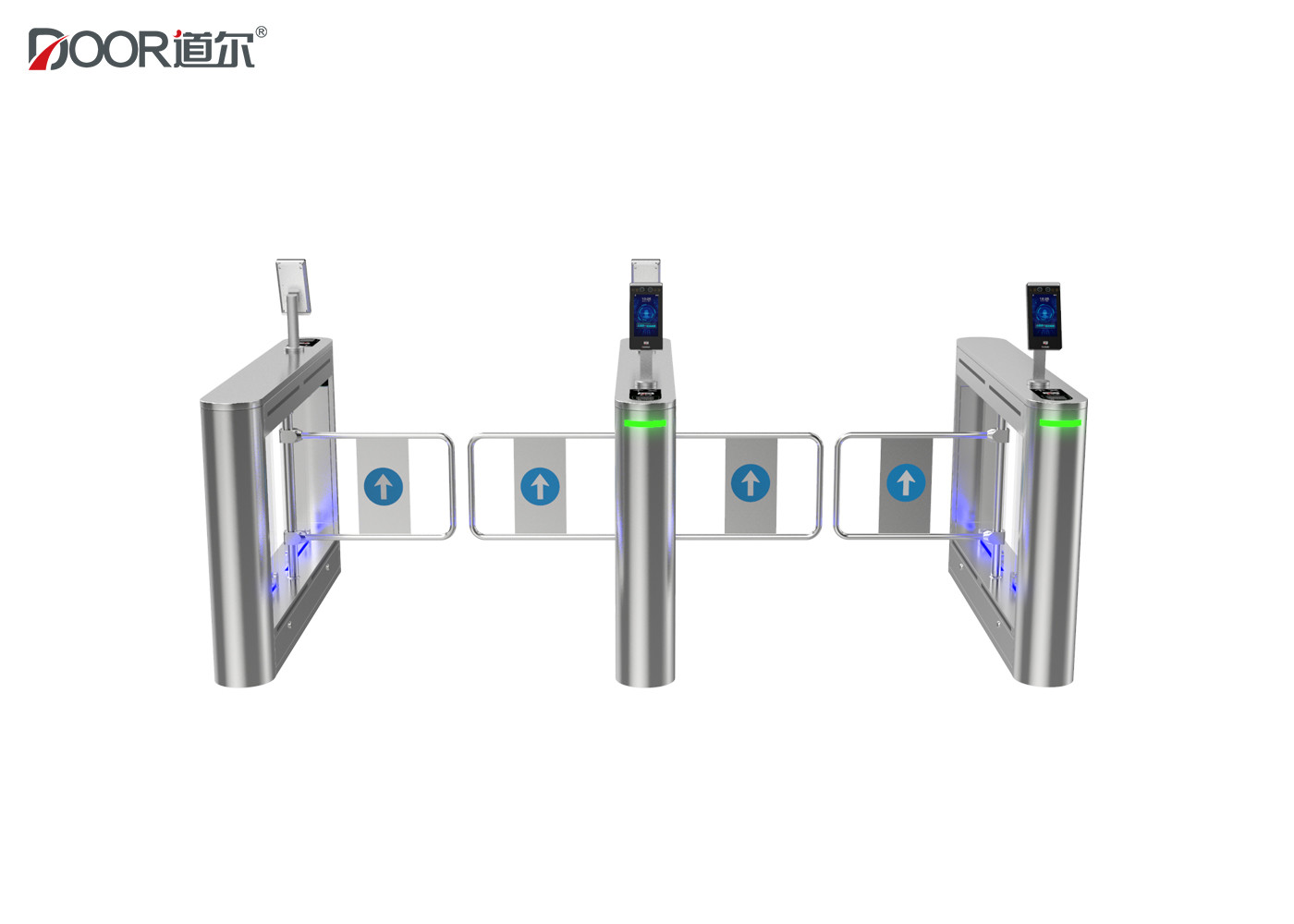 Swing Arm Controlled Access Gates , Half Height Turnstile With Facial Recognition