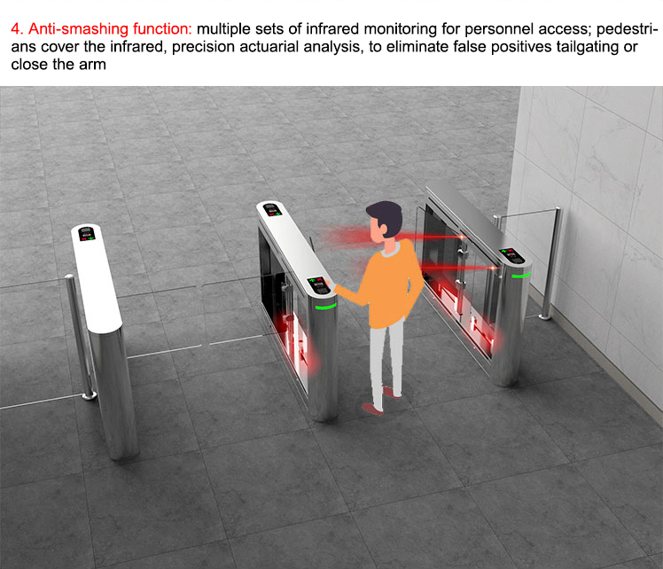 Swing Arm Controlled Access Gates , Half Height Turnstile With Facial ...