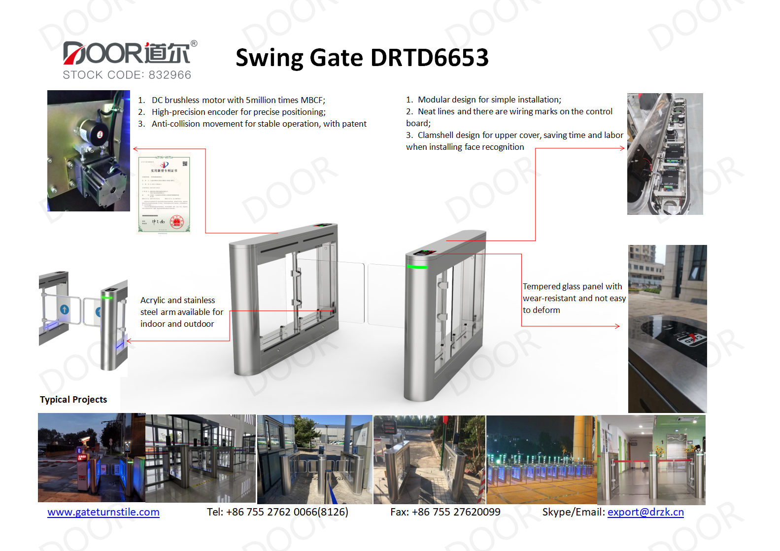 Self Designed Security Swing Barrier Gate With Facial Recognition IC ...