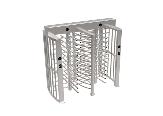 Double Channel Revolving Full Height Turnstile SUS304 Brushed Stainless Steel